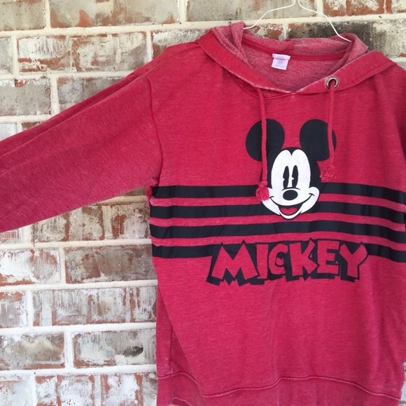 Disney Mickey Mouse Red Fleece Hoodie Sweatshirt - Picture 3 of 11